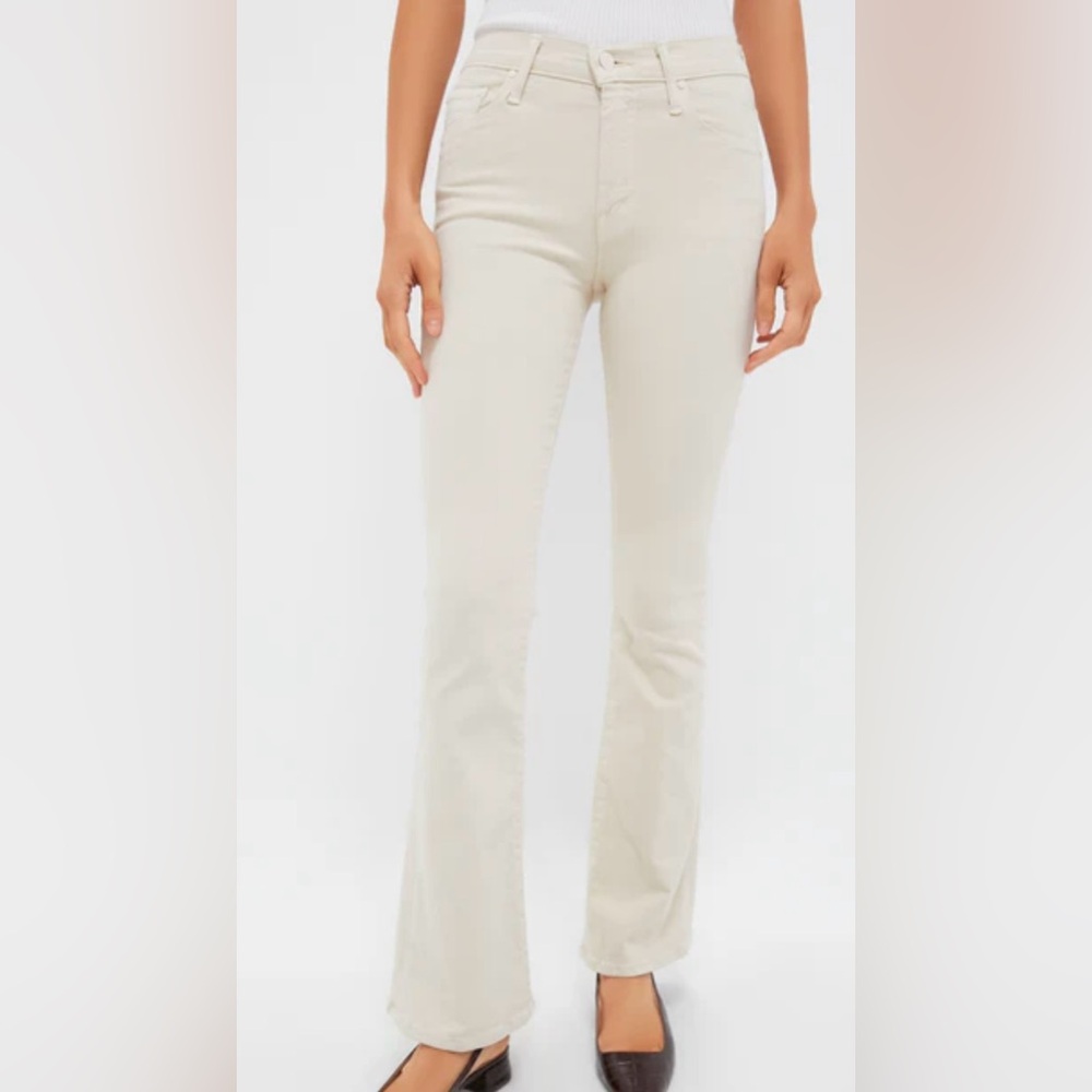 MOTHER Cream Flare Jeans